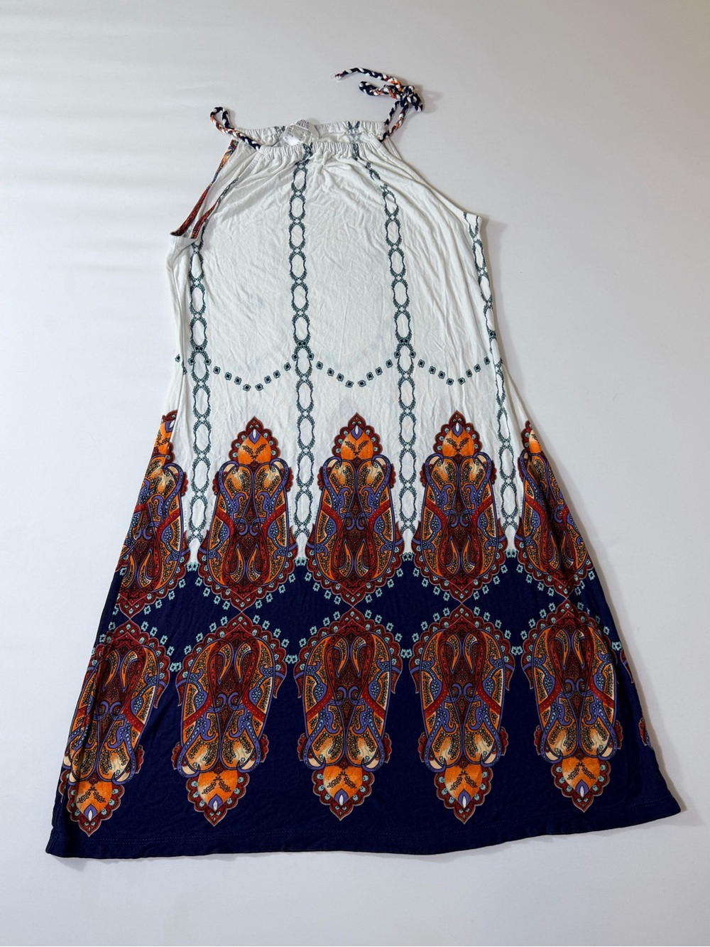 Lascana Venus Tuscany Halter Dress Women's Sz Med BOHO Colorful Adjustable Tie